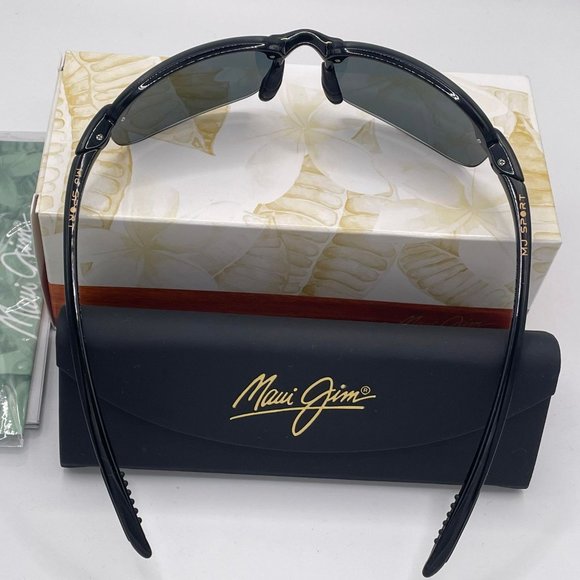 Maui Jim Ho\'okipa 407-02 Gloss Black Frame - Grey Polarized Sunglasses